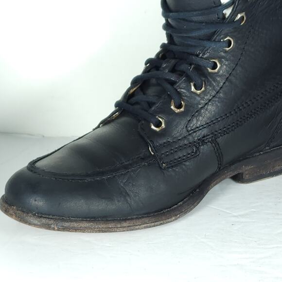 Frye women’s Phillip US 7,5 B Black leather Lace-Up Ankle Combat Boots booties - Picture 14 of 16